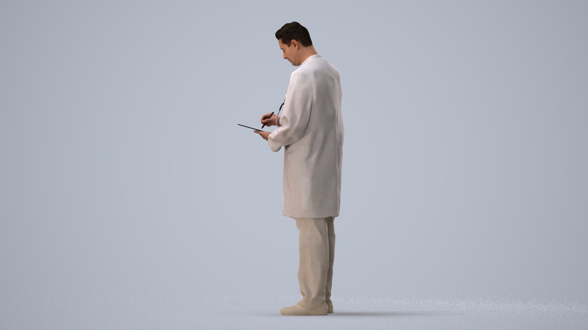3D people model man medical, scanned human for 3ds Max rendering, three-quarter view render