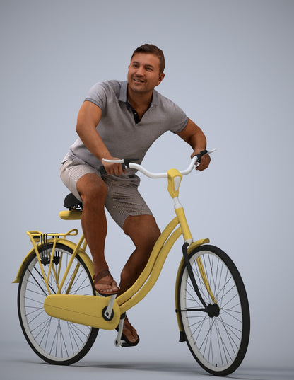 photogrammetry 3D man casual cycling, realistic human model archviz FBX