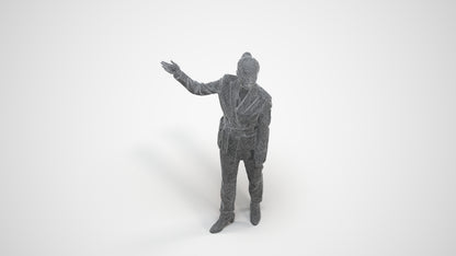 realistic 3D woman business, scanned archviz people for Blender and 3ds Max, wireframe three-quarter view