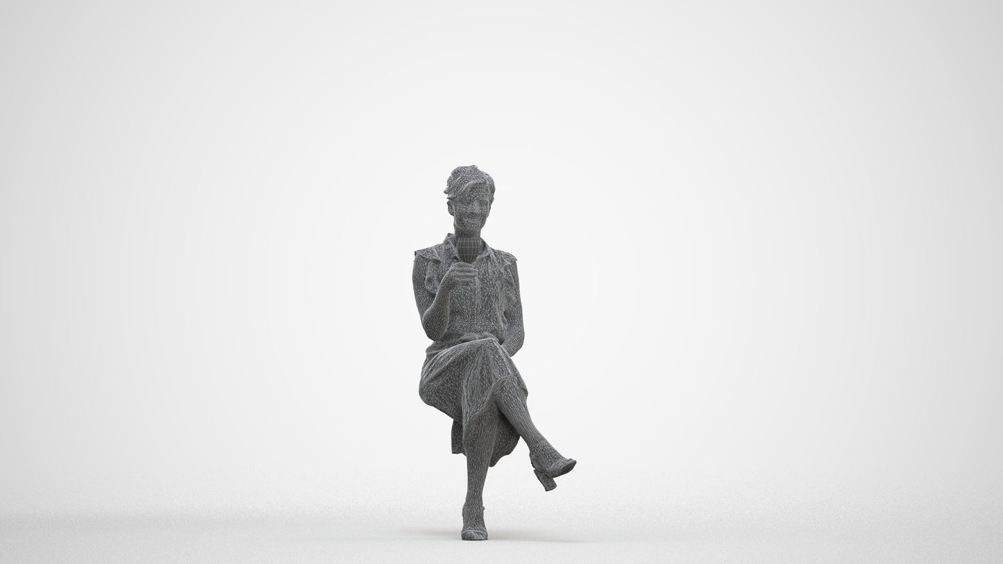 photogrammetry 3D woman casual kids, realistic human model archviz FBX, three-quarter front view render