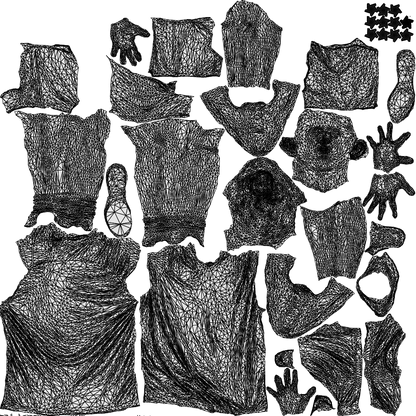 scanned 3D man sport, photogrammetry people for Enscape and V-Ray, wireframe top-down view