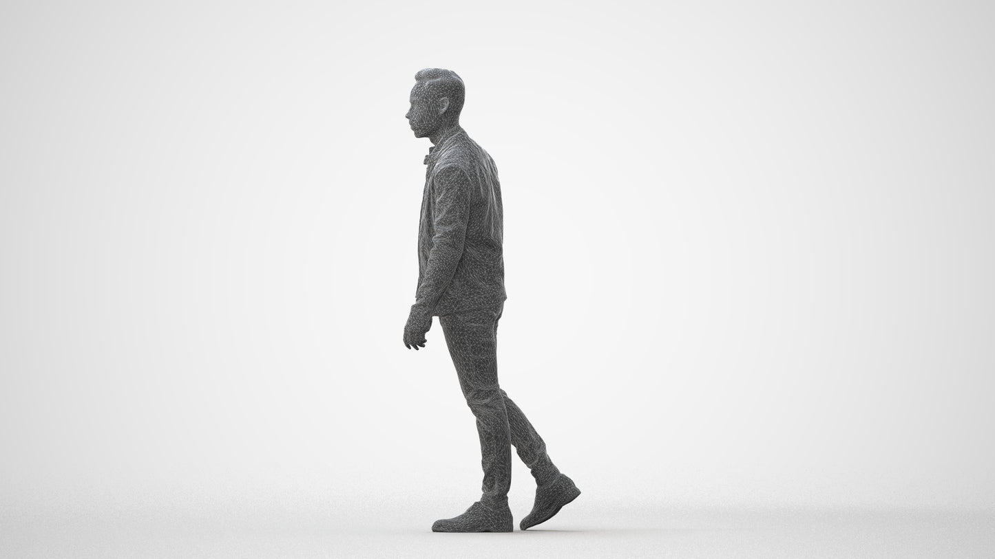 3D scanned man walking business, photorealistic archviz people for Enscape and SketchUp, square thumbnail