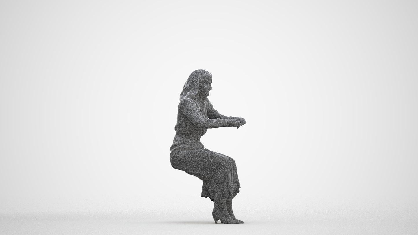 scanned 3D woman casual business, photogrammetry people for Enscape and V-Ray, three-quarter front view render