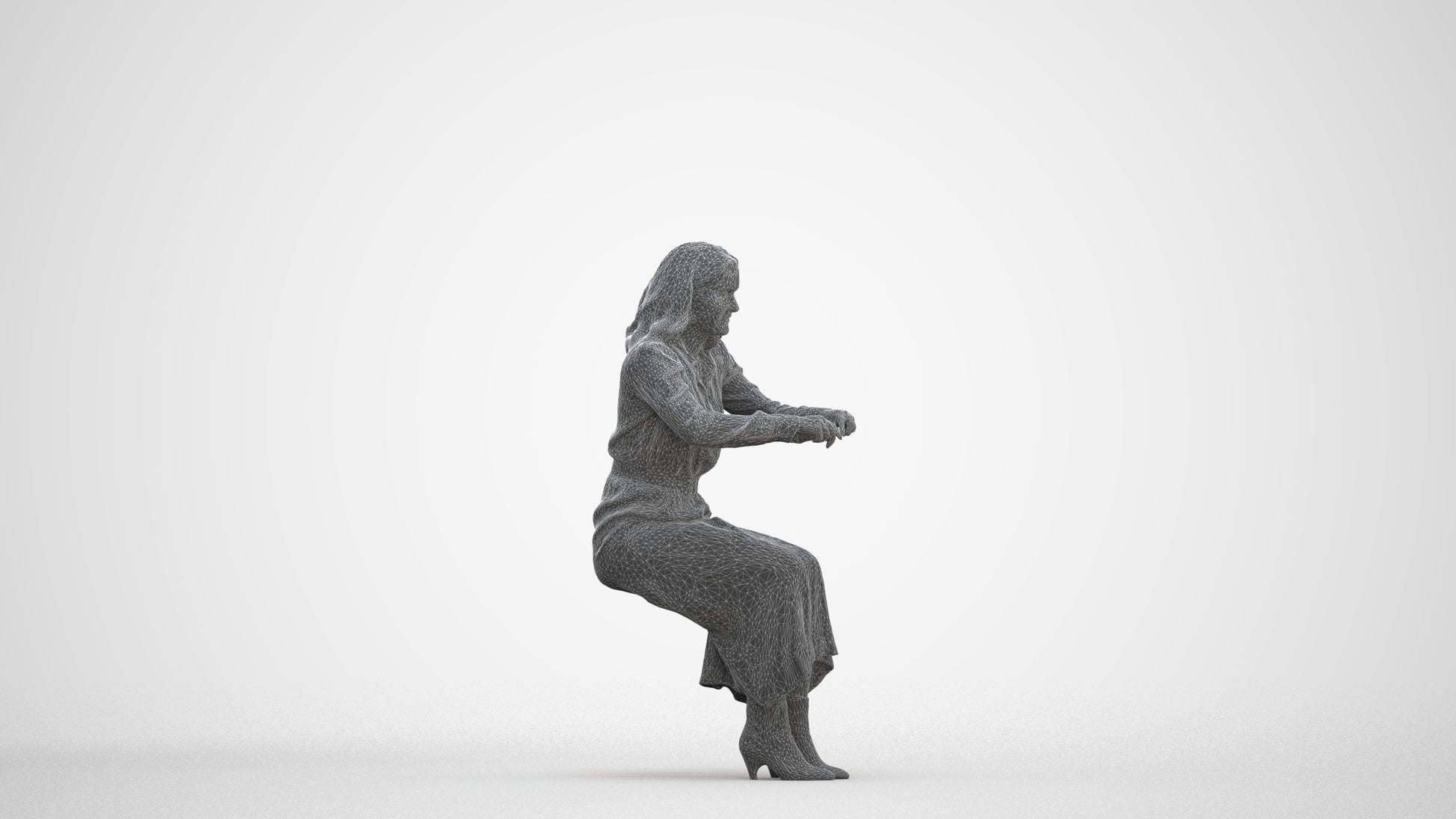scanned 3D woman casual business, photogrammetry people for Enscape and V-Ray, three-quarter front view render
