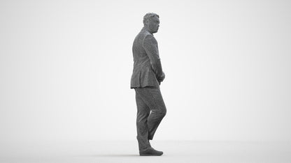 realistic 3D man business, scanned archviz people for Blender and 3ds Max, wireframe side view