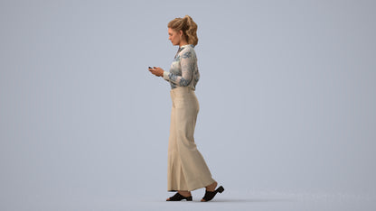 scanned 3D woman casual standing, photogrammetry people for Enscape and V-Ray, three-quarter view render