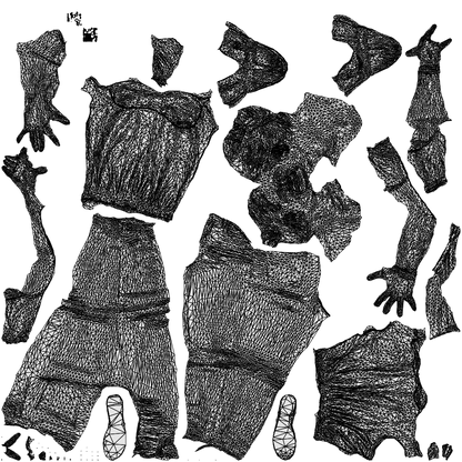 3D scanned woman standing casual, photorealistic archviz people for Enscape and SketchUp, wireframe top-down view