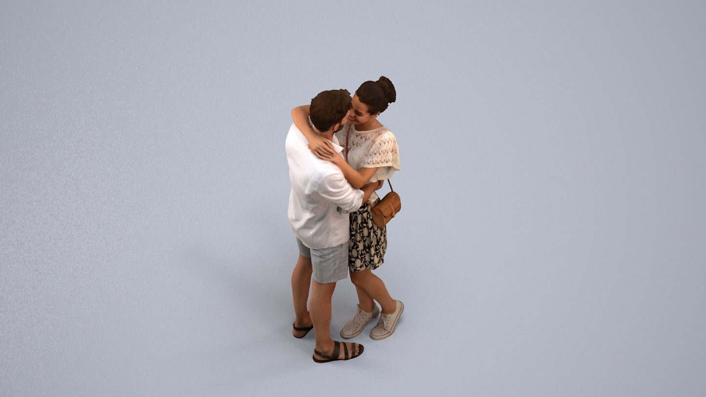 realistic 3D human woman casual business, archviz people FBX OBJ for Blender, back view render