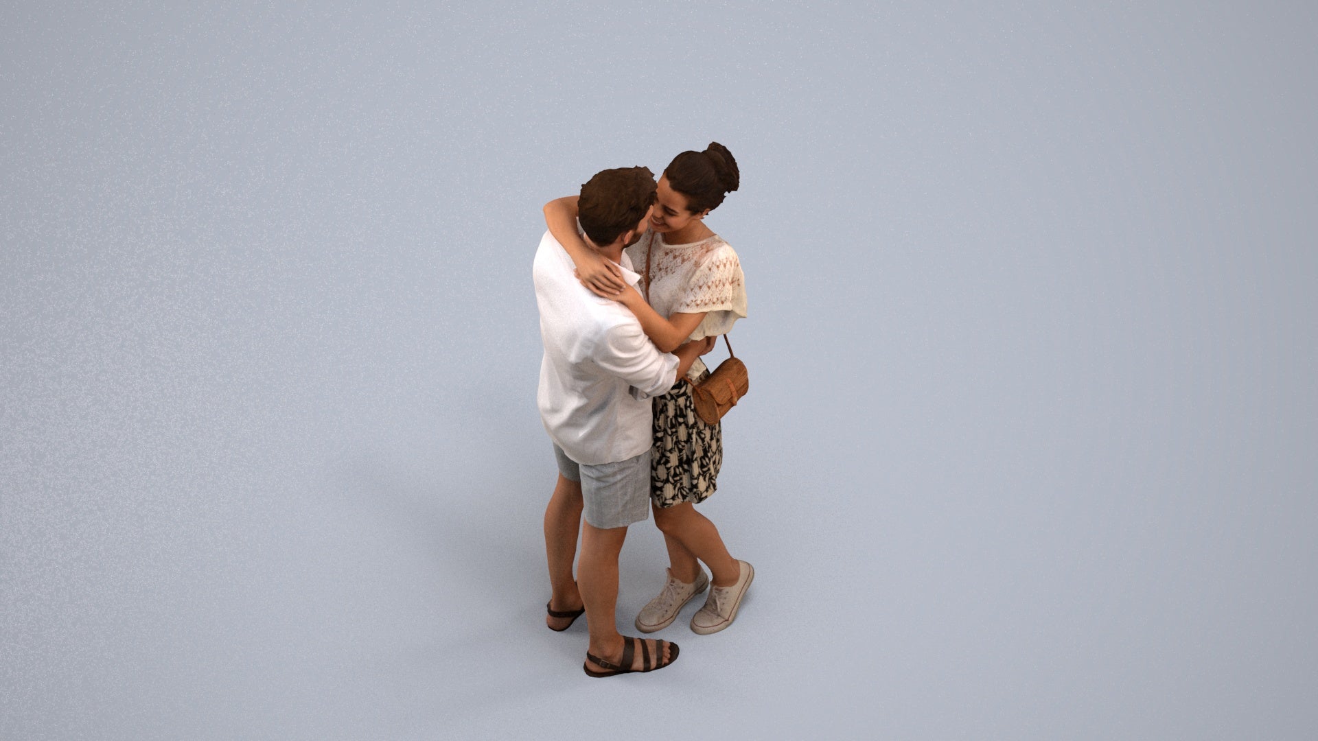 realistic 3D human woman casual business, archviz people FBX OBJ for Blender, back view render