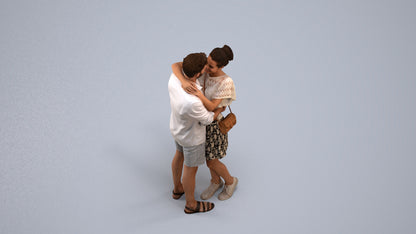 realistic 3D human woman casual business, archviz people FBX OBJ for Blender, back view render