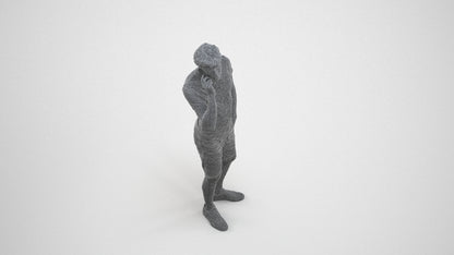 scanned 3D man casual standing, photogrammetry people for Enscape and V-Ray, wireframe three-quarter view