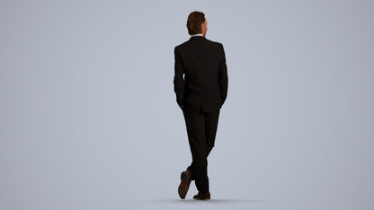 3D human model man business standing, photogrammetry scanned person for archviz, front view render
