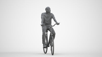 scanned 3D man casual cycling, photogrammetry people for Enscape and V-Ray, three-quarter front view render