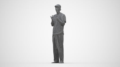 scanned 3D man casual standing, photogrammetry people for Enscape and V-Ray, wireframe back view