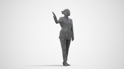 realistic 3D woman business, scanned archviz people for Blender and 3ds Max, wireframe side view