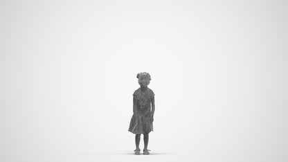 realistic 3D human girl casual kids, archviz people FBX OBJ for Blender, three-quarter front view render