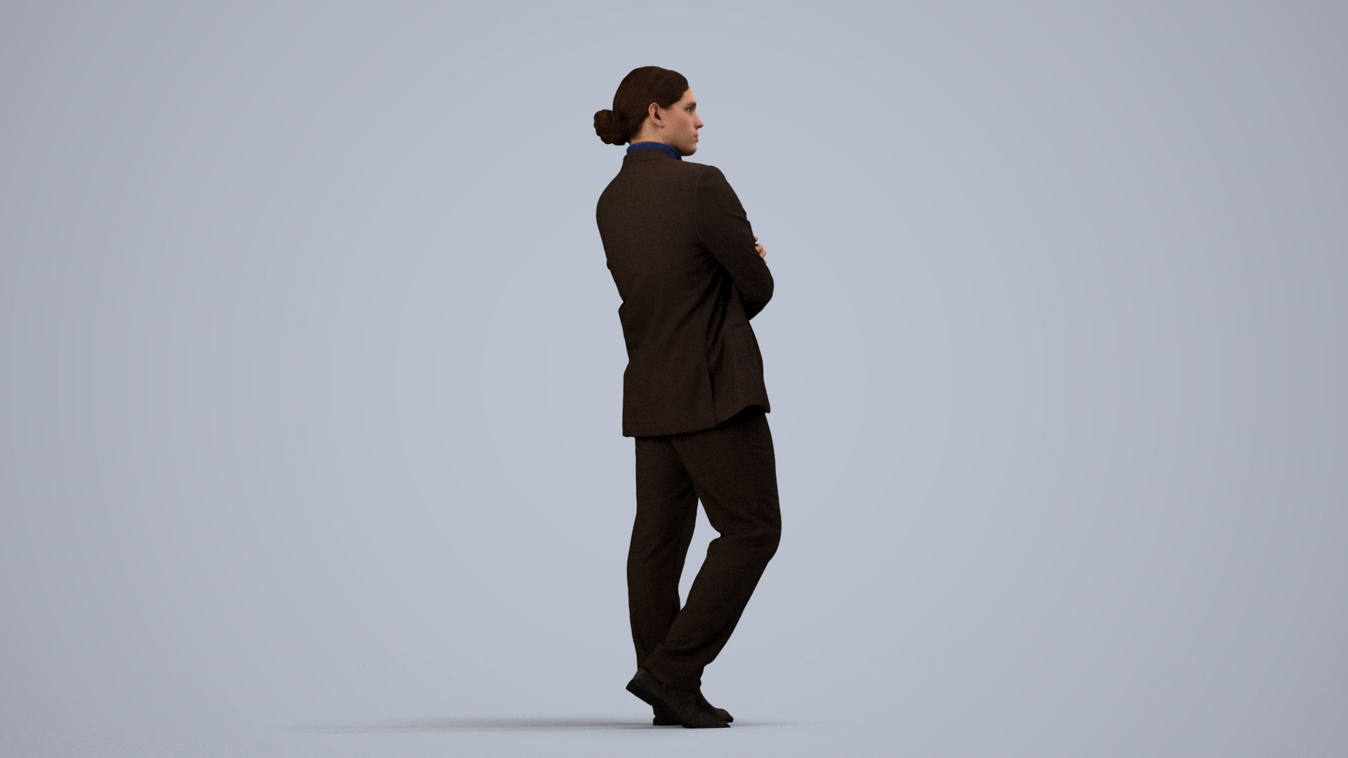 realistic 3D people man business, render-ready for V-Ray and Corona, FBX OBJ, side view render