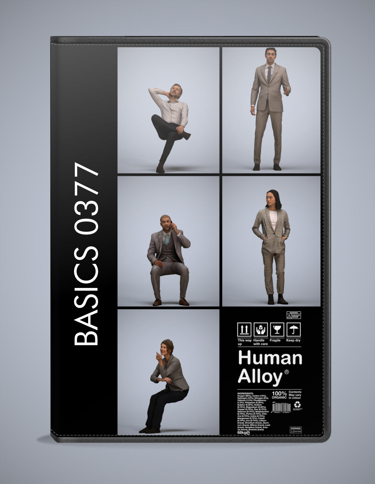 scanned 3D people business collection, 5 photogrammetry models for Enscape and V-Ray