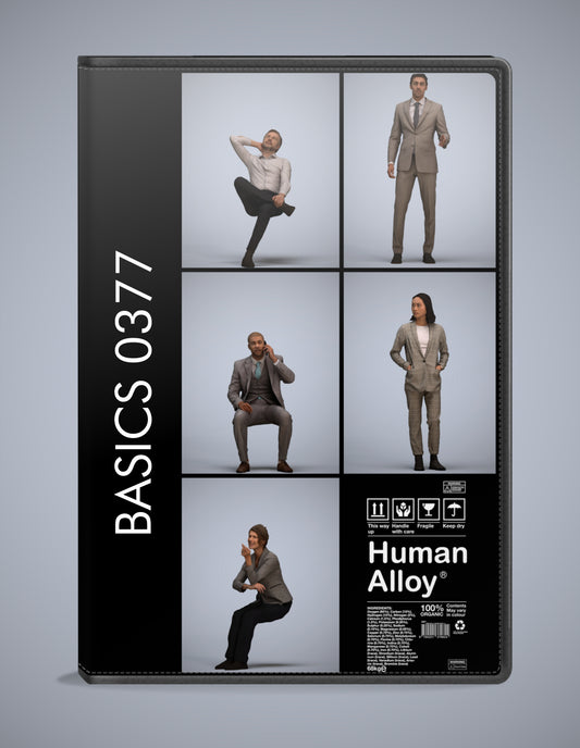 scanned 3D people business collection, 5 photogrammetry models for Enscape and V-Ray
