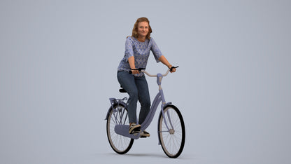scanned 3D woman casual cycling, photogrammetry people for Enscape and V-Ray, standing pose render