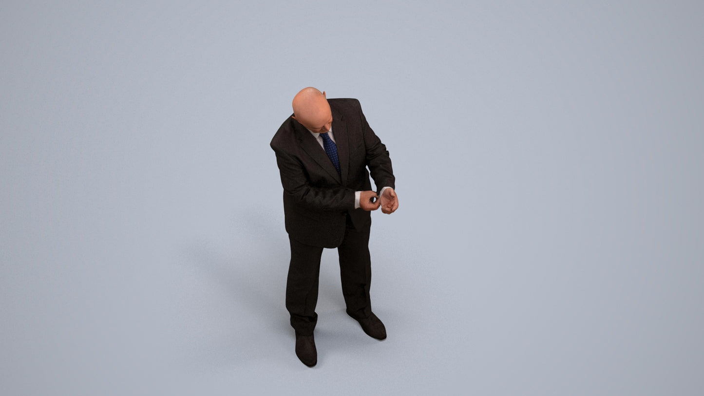 scanned 3D man business mix, photogrammetry people for Enscape and V-Ray, back view render