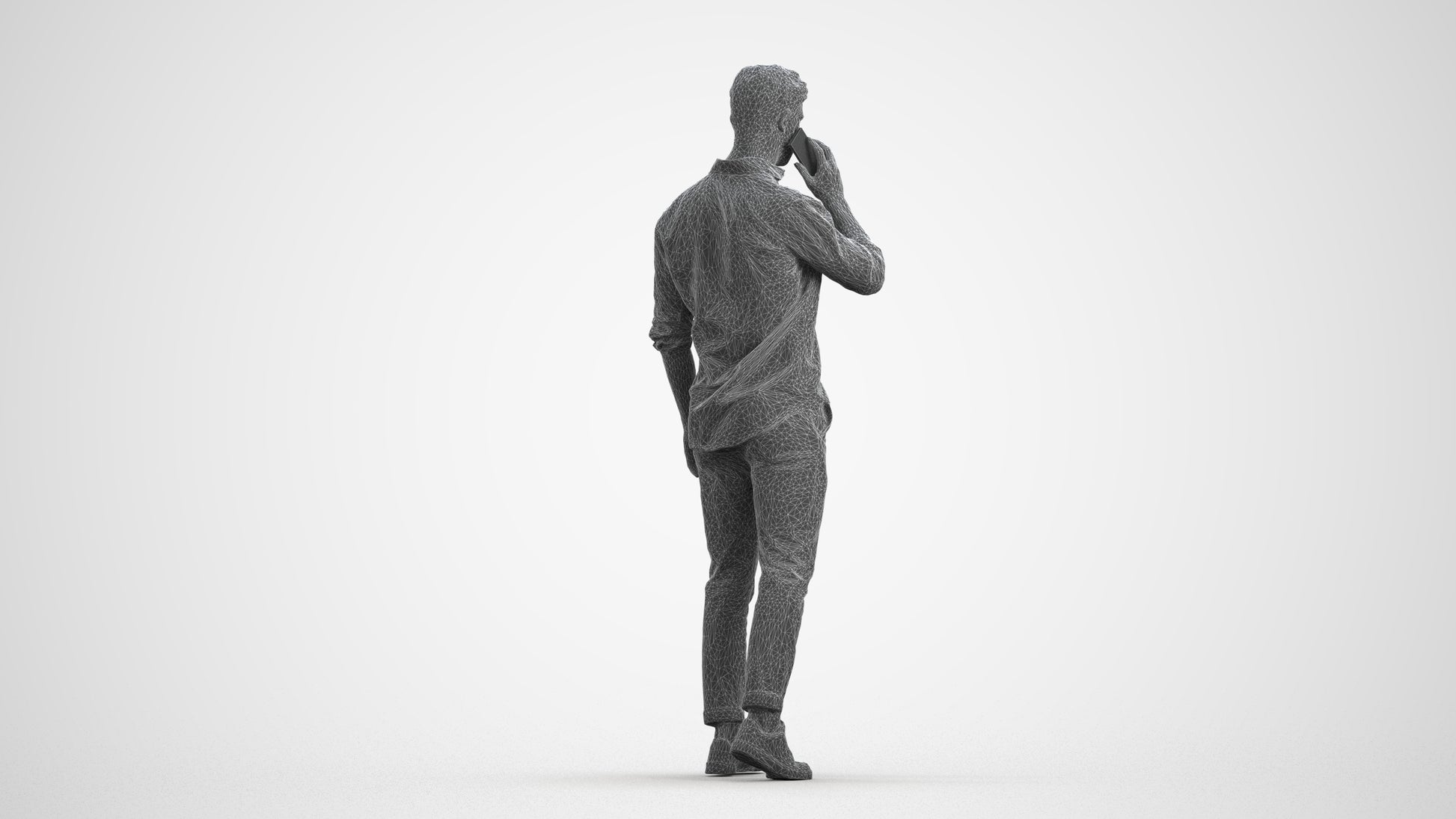 realistic 3D people man casual walking, render-ready for V-Ray and Corona, FBX OBJ, wireframe front view