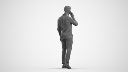 realistic 3D people man casual walking, render-ready for V-Ray and Corona, FBX OBJ, wireframe front view
