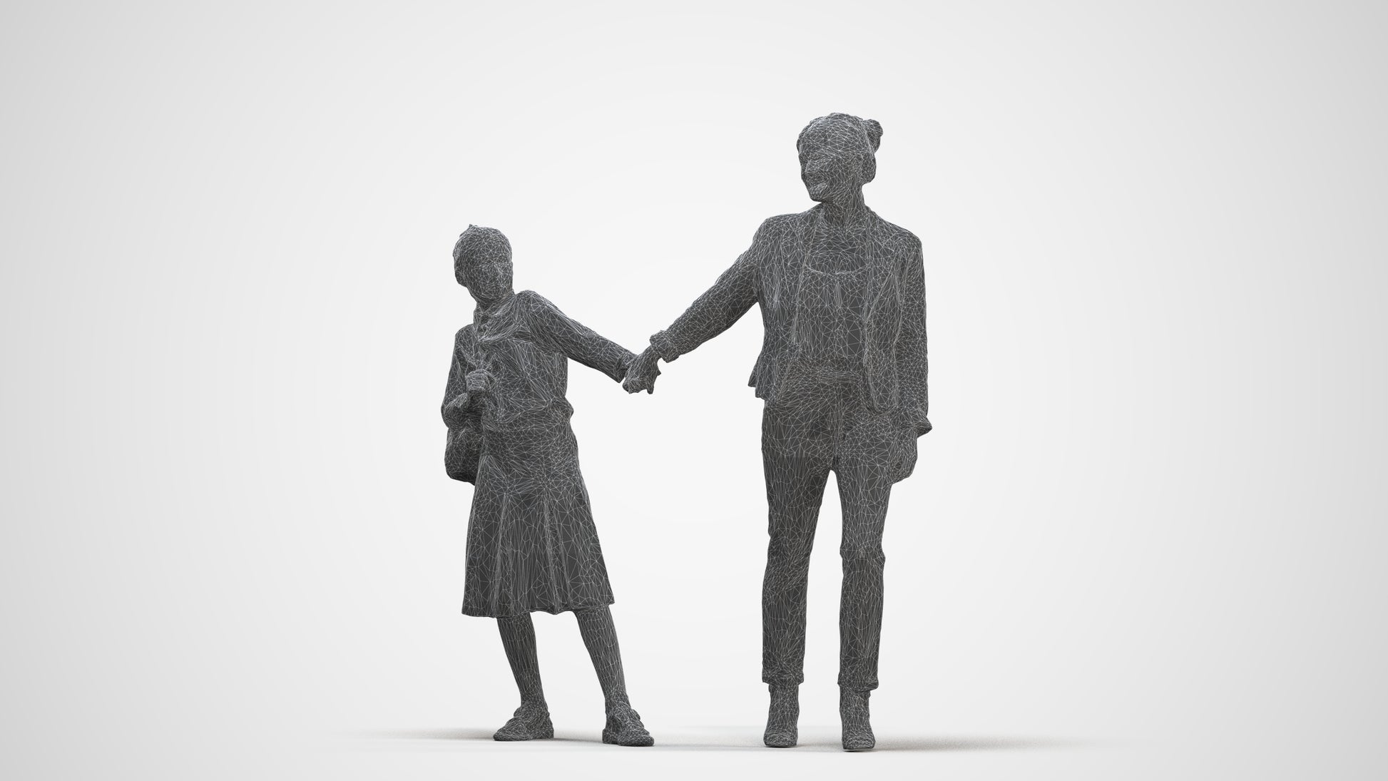 realistic 3D people girl kids, render-ready for V-Ray and Corona, FBX OBJ, three-quarter front view render