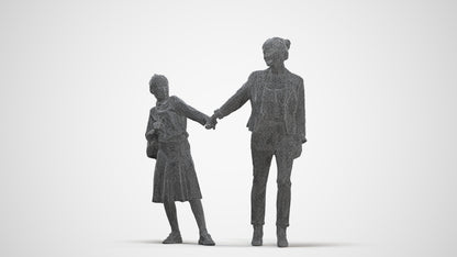 realistic 3D people girl kids, render-ready for V-Ray and Corona, FBX OBJ, three-quarter front view render
