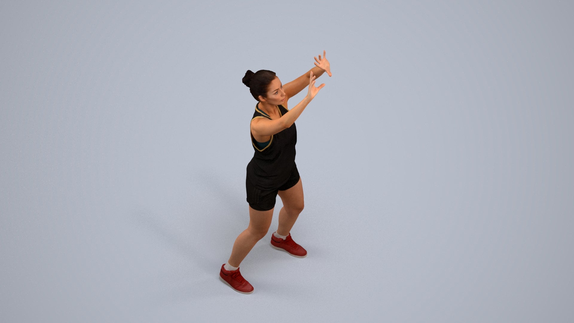 realistic 3D woman sport, scanned archviz people for Blender and 3ds Max, back view render