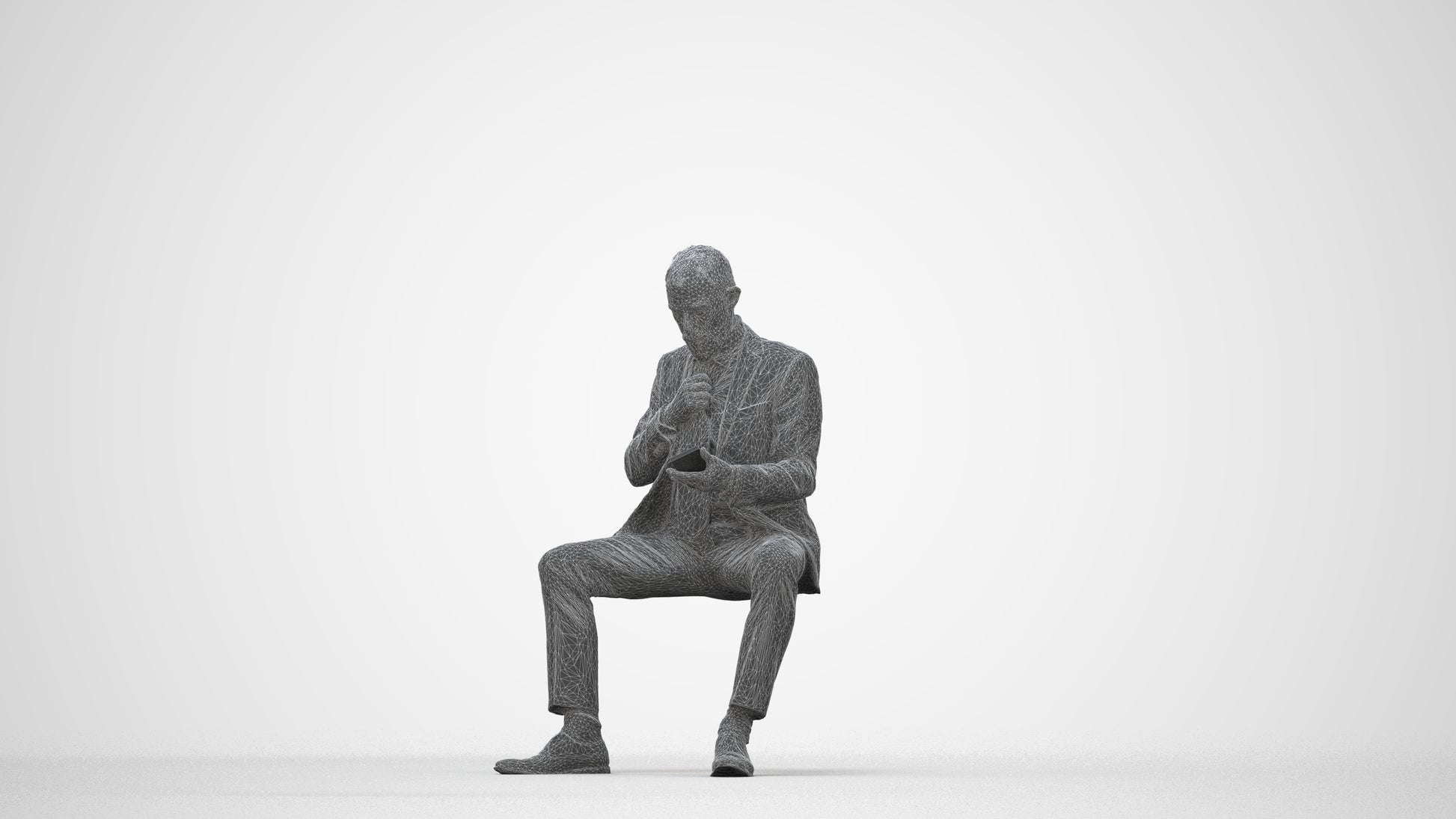 realistic 3D human man business, archviz people FBX OBJ for Blender, wireframe back view