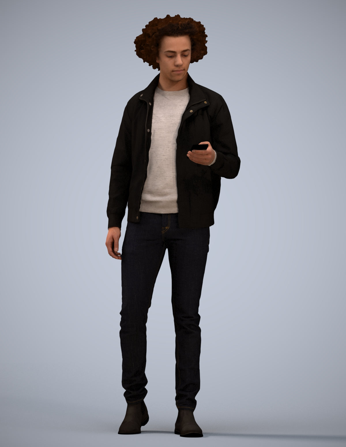 photogrammetry 3D man casual standing, realistic human model archviz FBX