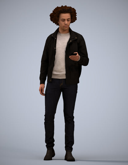 photogrammetry 3D man casual standing, realistic human model archviz FBX