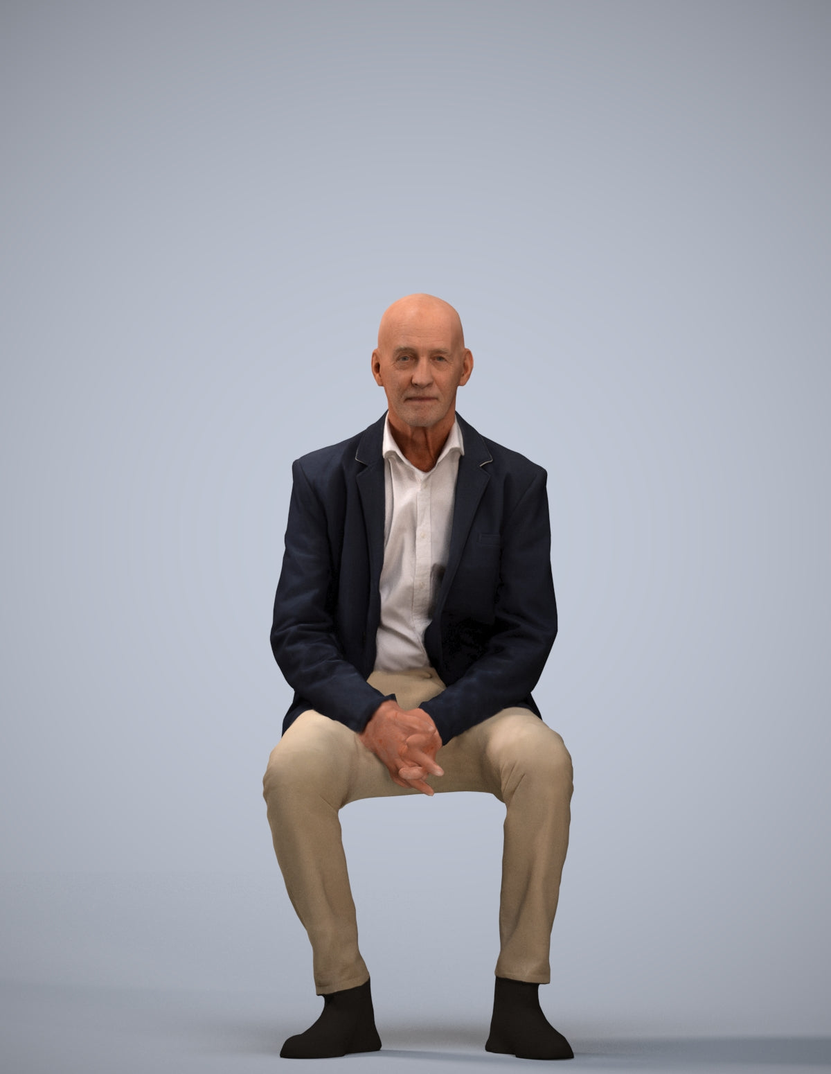 scanned 3D senior man business, photogrammetry people for Enscape and V-Ray