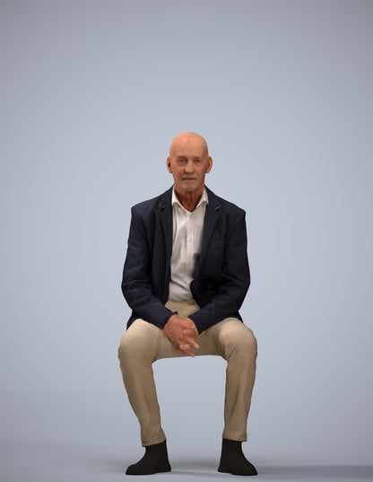scanned 3D senior man business, photogrammetry people for Enscape and V-Ray