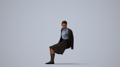 realistic 3D human girl kids, archviz people FBX OBJ for Blender, three-quarter view render