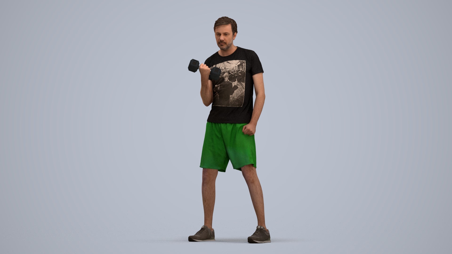 photogrammetry 3D man sport, realistic human model archviz FBX, standing pose render
