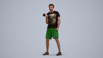 photogrammetry 3D man sport, realistic human model archviz FBX, standing pose render