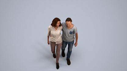 realistic 3D woman casual walking, scanned archviz people for Blender and 3ds Max, back view render