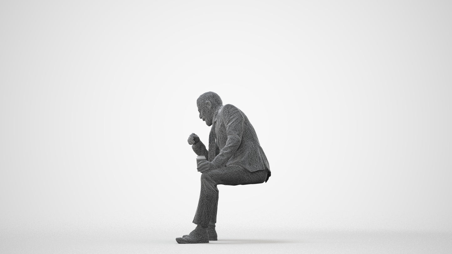 photogrammetry 3D senior man business, realistic human model archviz FBX, square thumbnail