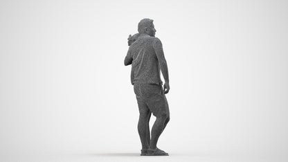 realistic 3D woman casual couple, scanned archviz people for Blender and 3ds Max, wireframe side view