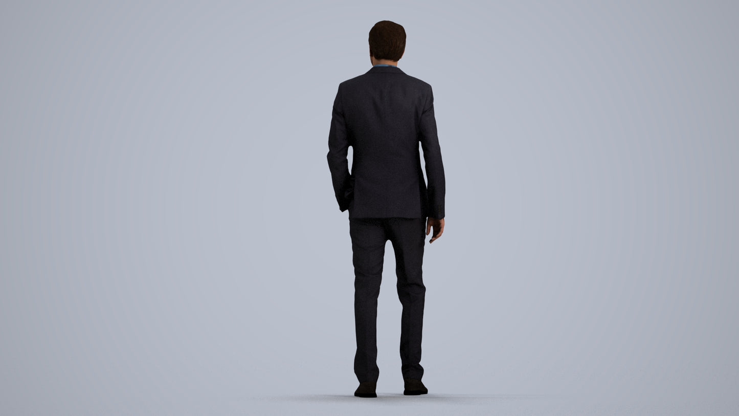 scanned 3D man business, photogrammetry people for Enscape and V-Ray, front view render