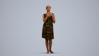 3D people model woman casual standing, scanned human for 3ds Max rendering, standing pose render