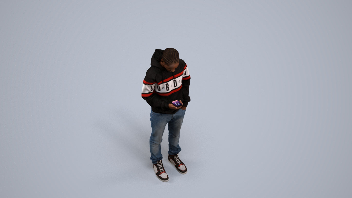 photogrammetry 3D boy casual kids, realistic human model archviz FBX, back view render