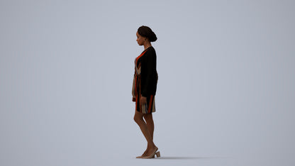 realistic 3D people woman casual walking, render-ready for V-Ray and Corona, FBX OBJ, three-quarter view render