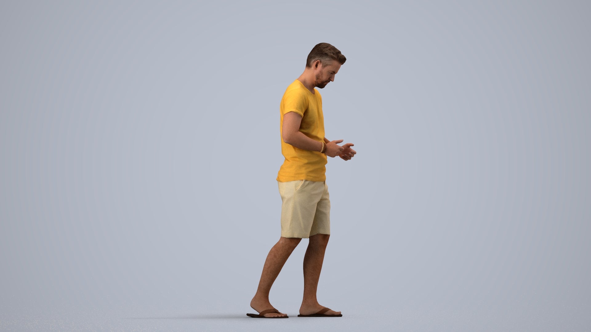 realistic 3D people man walking, render-ready for V-Ray and Corona, FBX OBJ, side view render