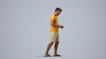 realistic 3D people man walking, render-ready for V-Ray and Corona, FBX OBJ, side view render