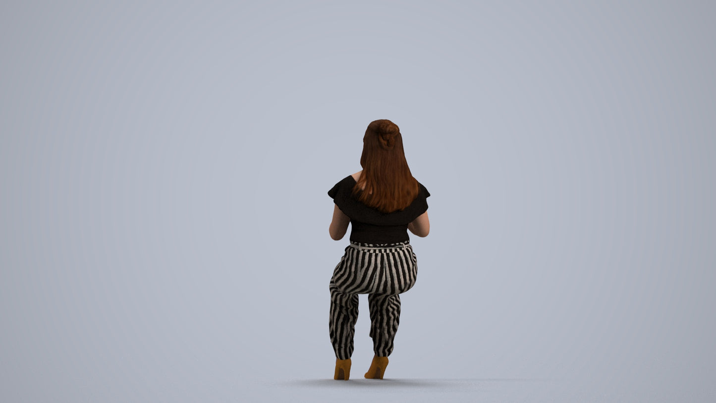 realistic 3D people woman casual sitting, render-ready for V-Ray and Corona, FBX OBJ, front view render
