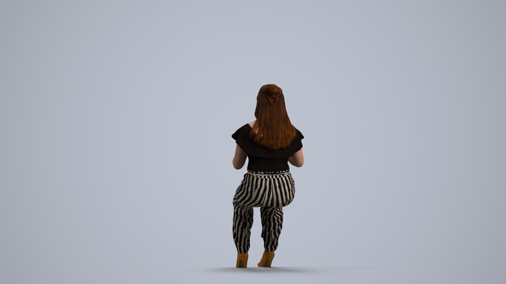 realistic 3D people woman casual sitting, render-ready for V-Ray and Corona, FBX OBJ, front view render