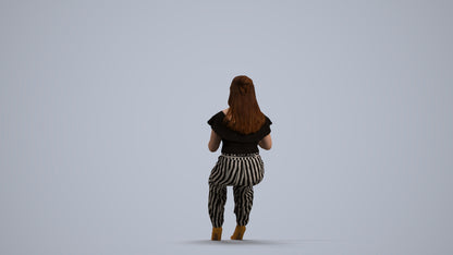 realistic 3D people woman casual sitting, render-ready for V-Ray and Corona, FBX OBJ, front view render